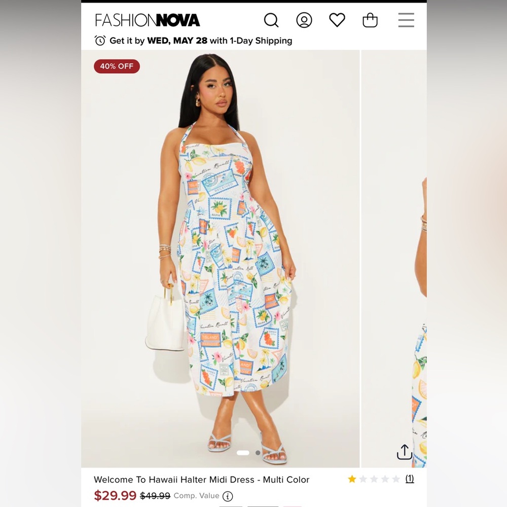 Fashion Nova Multicolor Postcard Print Dress